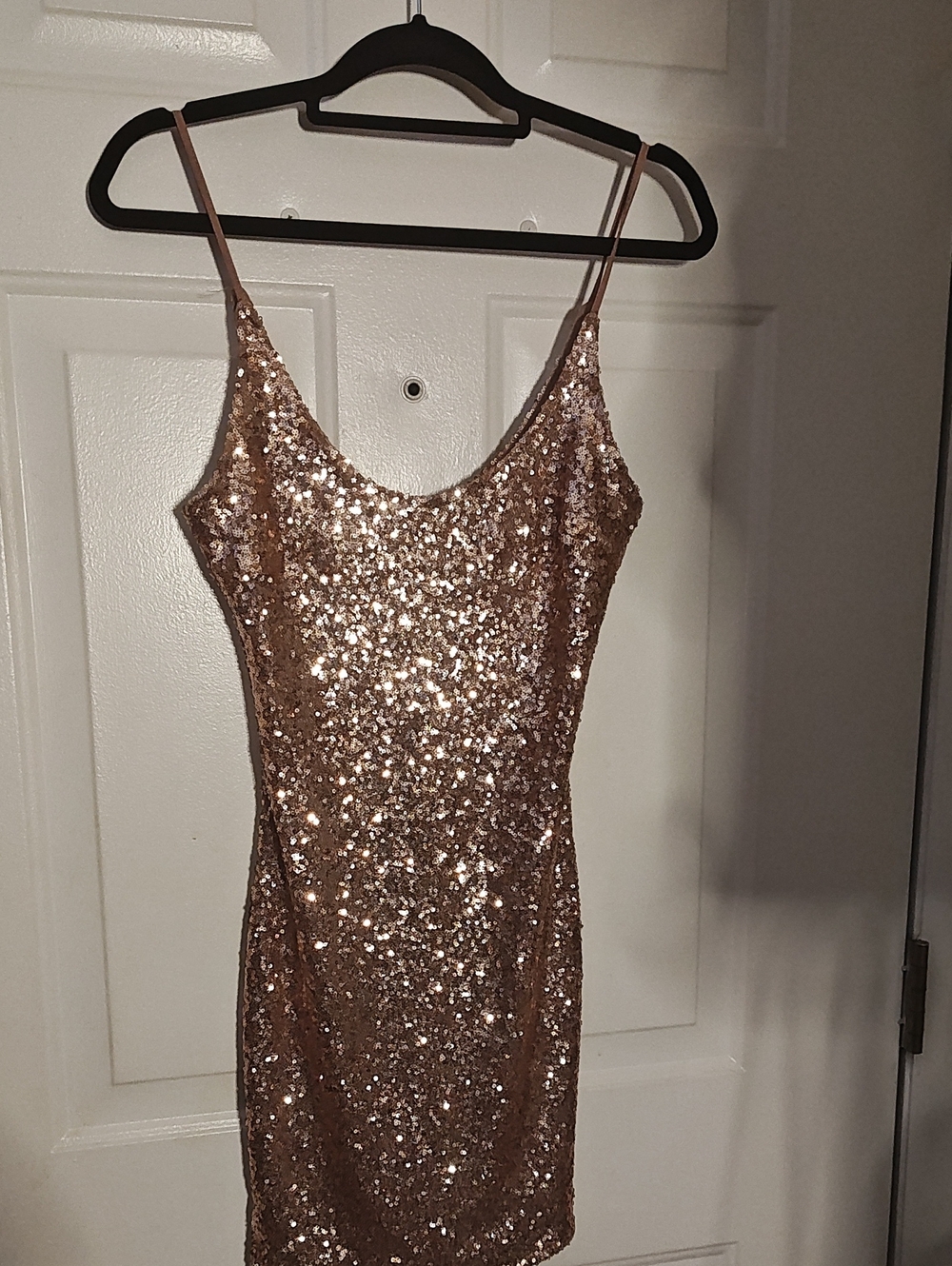 Fashion Nova Rose Gold Sequin Mini Slip Dress